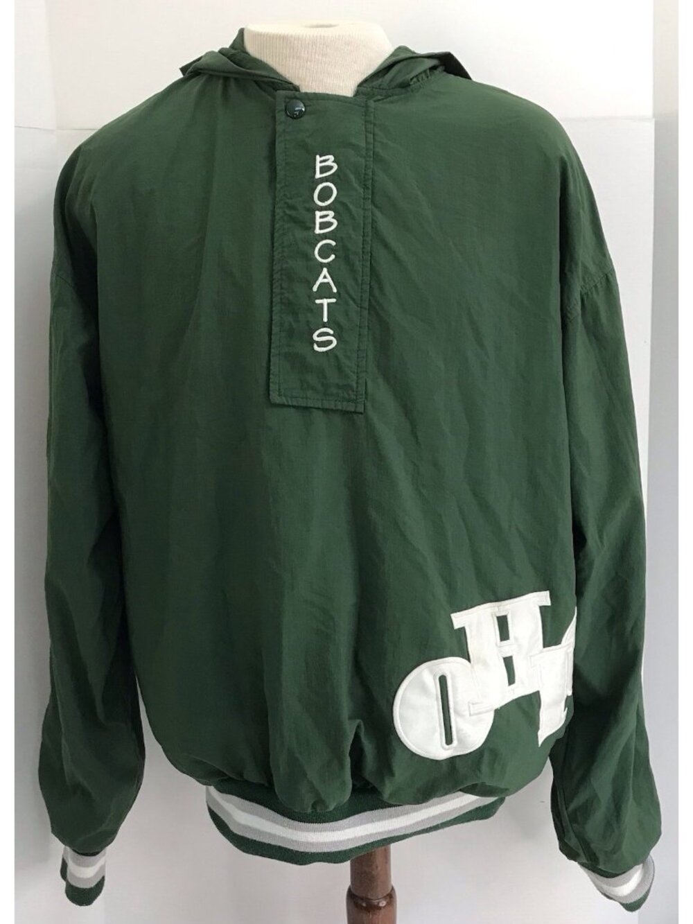 Vintage OHIO University BOBCATS Windbreaker Jacket LARGE Green Legends USA